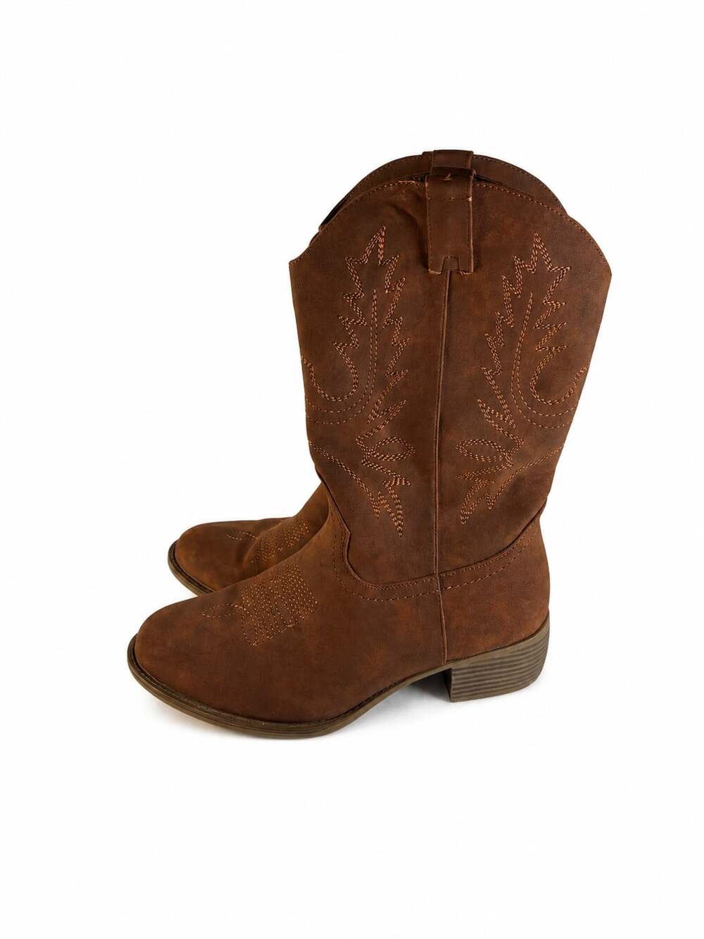 Cupcake Couture Shelby Girls Brown Faux Suede Embroidered Western Cowgirl Boots